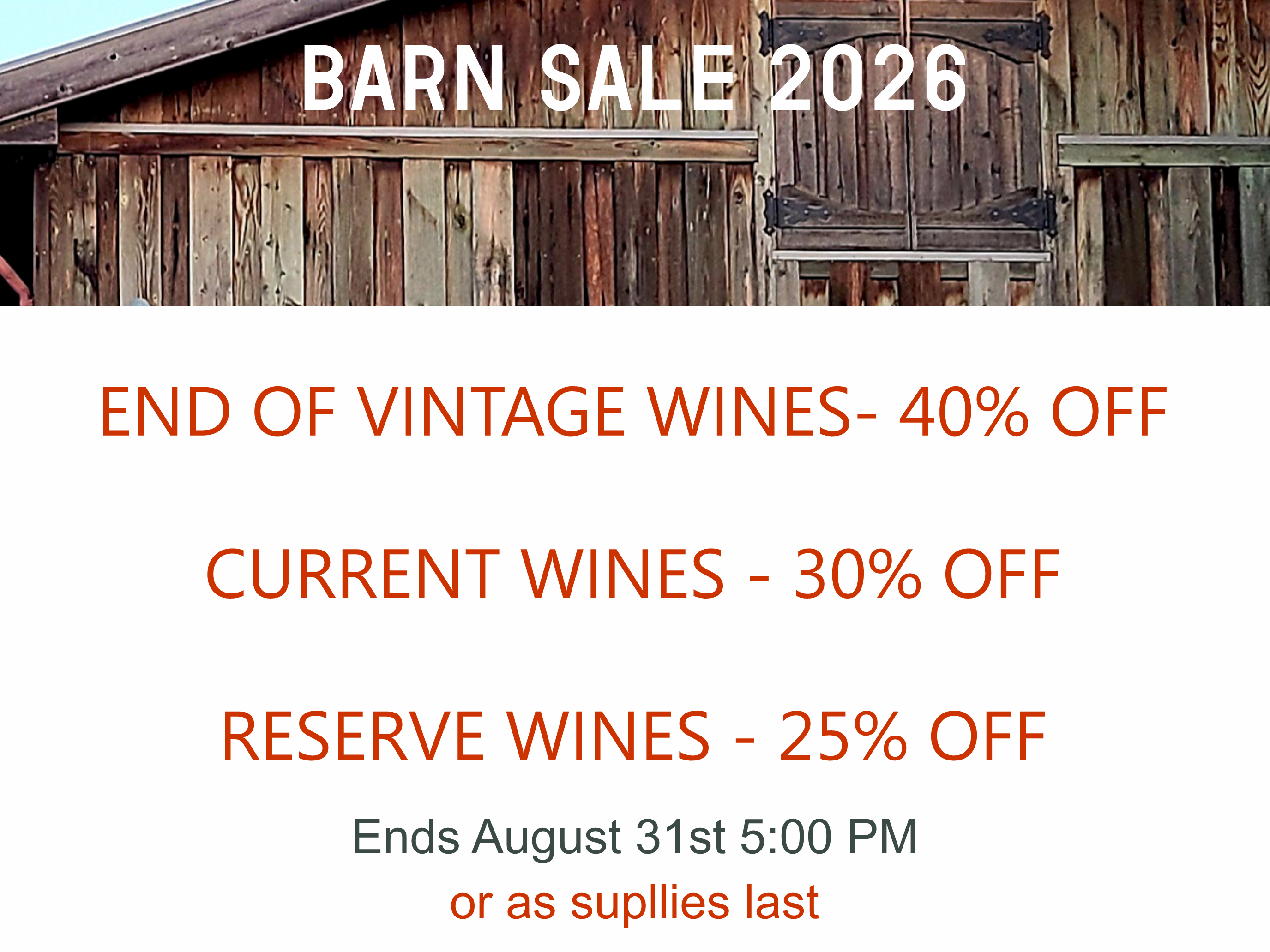 Barn Sale 2026